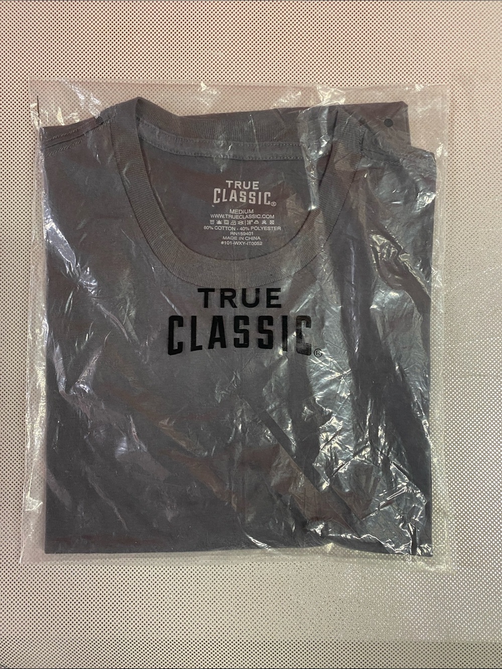 True Classic Men's Gray Logo Short Sleeve Tee